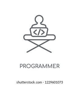 Programmer linear icon. Modern outline Programmer logo concept on white background from Professions collection. Suitable for use on web apps, mobile apps and print media.
