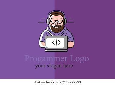 Programmer logo with customizable vector 