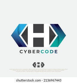 programmer logo with letter H design. Code Icon in trendy flat style isolated on white background.