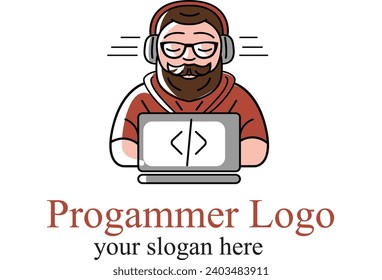 Programmer logo template with customizable vectors