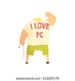 Programmer With I Love PC Print On T-shirt Back Funny Character