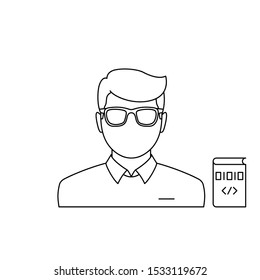 Programmer man character coding cartoon