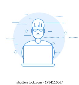 Programador - el hombre trabaja en laptop, foureyes nerd