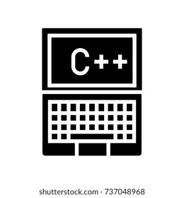 programmer notebook icon, vector illustration, black sign on isolated background