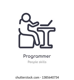 programmer outline icon. isolated line vector illustration from people skills collection. editable thin stroke programmer icon on white background