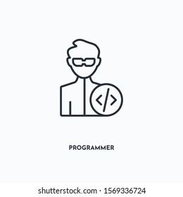 Programmer outline icon. Simple linear element illustration. Isolated line Programmer icon on white background. Thin stroke sign can be used for web, mobile and UI.
