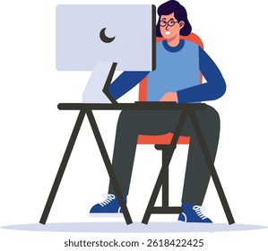 Programmer People Illustration with Cartoon Design. Vector Character.
