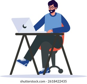 Programmer People Illustration with Cartoon Design. Vector Character.