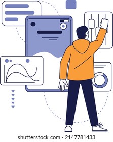 Programmer setting software. Web app development process