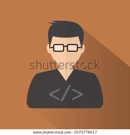 Programmer simple flat icon on brown background