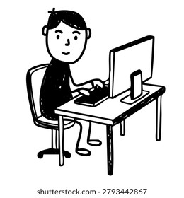 programmer sitting at desk typing code on desktop computer