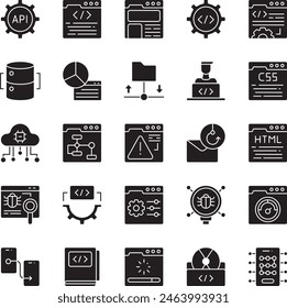 Programmer software fill icon set vector illustration stock vector