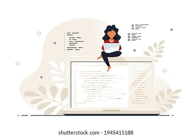 Programmierer, der auf dem großen Laptop sitzt und arbeitet