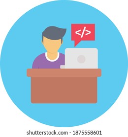 programmer vector circle flat icon