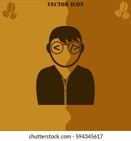 Programmer vector  icon. Coffee symbol background.