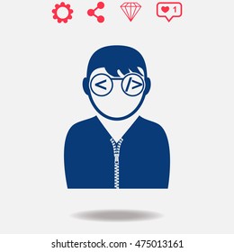 Programmer vector icon on grey background.