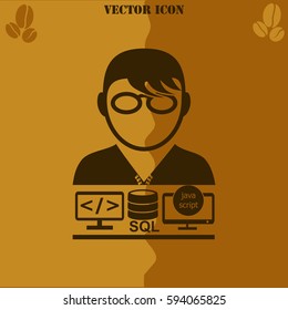 Programmer vector icon Set. vector  icon. Coffee symbol background.