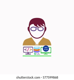 Programmer vector icon Set.  icon. Vector design. Colored illustration.