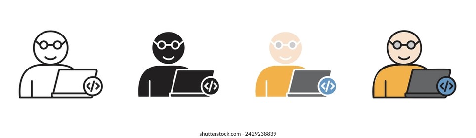 Programmer Vector Illustration Set. Crafting the Future Sign Suitable for Apps and Websites UI Design.