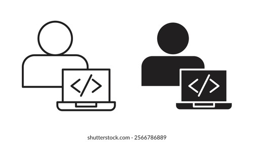 Programmer vector line icon illustration
