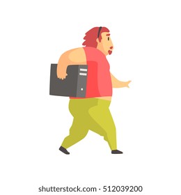 Programmer Walking Holding System Unit Funny Character