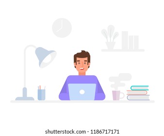 Programmer or web engineer at work. Programmer programming web site landing page template. 