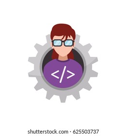 programmer woman faceless glasses
