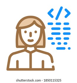 programmer woman job color icon vector. programmer woman job sign. isolated symbol illustration