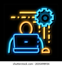 Programmer Work neon light sign vector. Glowing bright icon Programmer Work sign. transparent symbol illustration