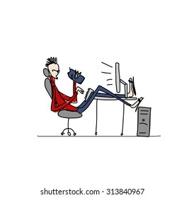 Programmer at work, sketch for your design. Vector illustration