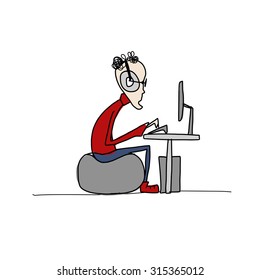 Programmer at work, sketch for your design. Vector illustration