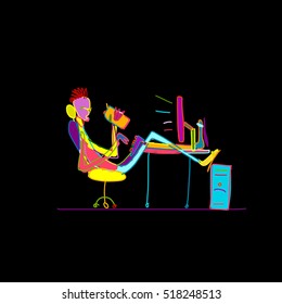 Programmer at work, sketch for your design. Vector illustration