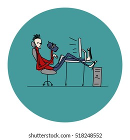 Programmer at work, sketch for your design. Vector illustration