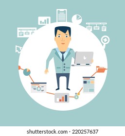 programmer working at a computer illustration