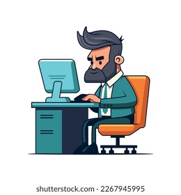 Programmer at Working. Developing and Coding with Task. Vector