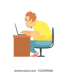 Programmer Working From Home Funny Character