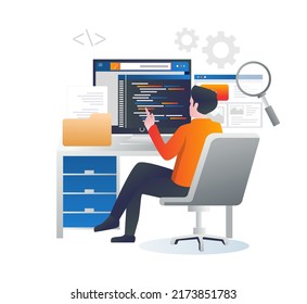 A programmer is working on a computer
