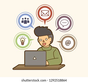 Programmer  working searching cartoon graphic vector