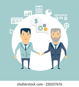 programmer works with the boss illustration