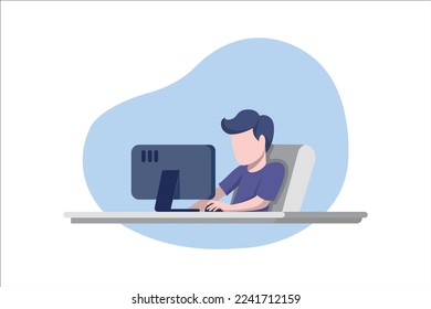 The programmer works at home at the computer