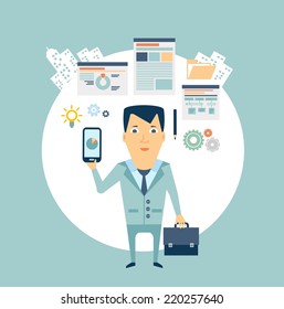 programmer works with programs illustration