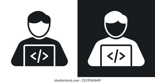 Programmerline vector icon set in solid and outline style.