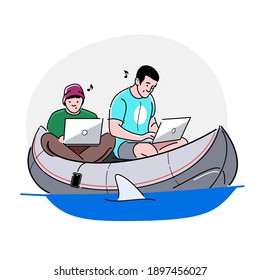 Programmers In Danger Are Sailing In The Same Boat And Writing Code And Whistle