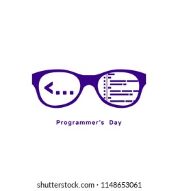 Programmer's Day, icon, logo, glasses, flat illustration