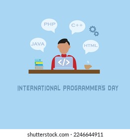 PROGRAMMERS DAY, INTERNATIONAL PROGRAMMERS DAY , WORLDS PROGRAMMERS DAY. illustration, business, office, communication, vector, people, computer, service, work, online,.