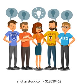 Programmers, developers, process coding, teamwork. Communication concept