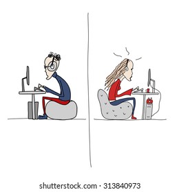 Programmers at work, sketch for your design. Vector illustration