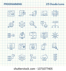 Programming 25 Doodle Icons. Hand Drawn Business Icon Set