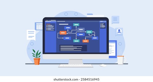 programming algorithm flat style vector illustration