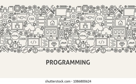 Programming Banner Concept. Vector Illustration of Line Web Design.